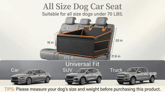 Dog Car Seat for Large Dogs Back Seat Extender for Dogs Foldable Pet Car Seat with Waterproof Oxford Fabric and Non-Slip Bottom All-Around Protection and Strong Support