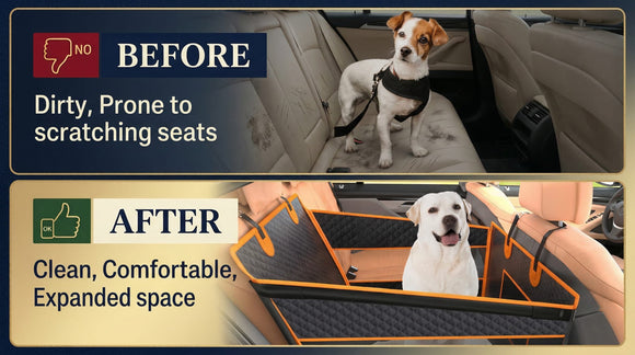 Dog Car Seat for Large Dogs Back Seat Extender for Dogs Foldable Pet Car Seat with Waterproof Oxford Fabric and Non-Slip Bottom All-Around Protection and Strong Support