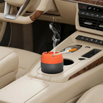 Car Silicone Ashtray Auto Ash Tray Smokeless Drop-Proof & Unbreakable Anti-Ash Splash Vehicle Cigarette Ashtray for Home Outside Office Car Accessories(Orange)