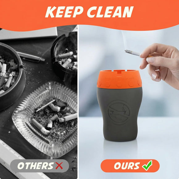 Car Silicone Ashtray Auto Ash Tray Smokeless Drop-Proof & Unbreakable Anti-Ash Splash Vehicle Cigarette Ashtray for Home Outside Office Car Accessories(Orange)