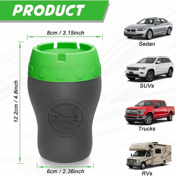 Car Silicone Ashtray Auto Ash Tray Smokeless Drop-Proof & Unbreakable Anti-Ash Splash Vehicle Cigarette Ashtray for Home Outside Office Car Accessories (Green)