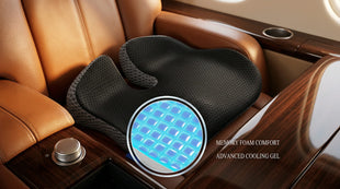Gel Wedge Car Seat Cushion for Driving Relieves Tailbone Pain Composite Gel Memory Foam for Cool & Support Comfort Ergonomic Car Seat Pillow Elevated Back for Wider Vision Anti-Slip Design