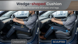 Gel Wedge Car Seat Cushion for Driving Relieves Tailbone Pain Composite Gel Memory Foam for Cool & Support Comfort Ergonomic Car Seat Pillow Elevated Back for Wider Vision Anti-Slip Design