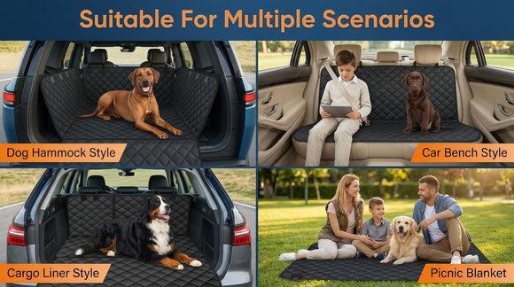 Waterproof Dog Car Seat Cover for Back Seat - Durable Scratch Proof Pet Hammock with Nonslip Design & Storage Pockets Fits Cars SUVs Trucks- S Black
