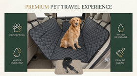 Waterproof Dog Car Seat Cover for Back Seat - Durable Scratch Proof Pet Hammock with Nonslip Design & Storage Pockets Fits Cars SUVs Trucks- S Black - 0