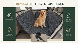 Waterproof Dog Car Seat Cover for Back Seat - Durable Scratch Proof Pet Hammock with Nonslip Design & Storage Pockets Fits Cars SUVs Trucks- S Black