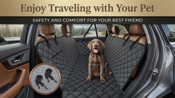 Waterproof Dog Car Seat Cover for Back Seat - Durable Scratch Proof Pet Hammock with Nonslip Design & Storage Pockets Fits Cars SUVs Trucks- S Black