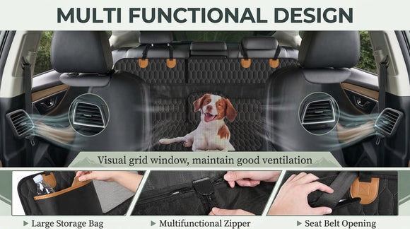 Dog Back Seat Cover Waterproof Scratch Proof Nonslip Dog Hammock for Car Car Seat Cover for Back Seat with Sanitary Pad Mesh & Pocket for Cars SUVs and Trucks - S Black/Orange