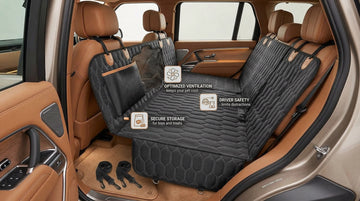 Dog Back Seat Cover Waterproof Scratch Proof Nonslip Dog Hammock for Car Car Seat Cover for Back Seat with Sanitary Pad Mesh & Pocket for Cars SUVs and Trucks - S Black/Orange
