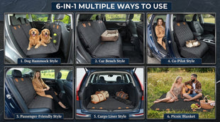 Dog Back Seat Cover Waterproof Scratch Proof Nonslip Dog Hammock for Car Car Seat Cover for Back Seat with Sanitary Pad Mesh & Pocket for Cars SUVs and Trucks - S Black/Orange