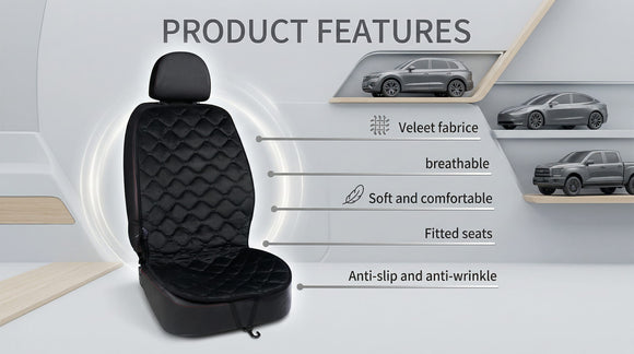 Driver Or Passenger Car Seat Cushion for Full Back and Seat-Black