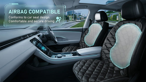 Driver and Passenger Car Seat Cushion for Full Back and Seat-Black