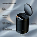 Ashtray with Lid Smell Proof Smokeless Ashtray for Cup Holder Cigar Ash Tray Detachable Stainless Steel Car Ash Tray with LED Auto Light for Most Car Office Home (Black)-6