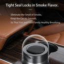 Car Ashtray Ash Tray with Lid Smell Proof Detachable Stainless Steel Cup Holder Ashtray with LED Auto Light for Most Car Office Home (Grey)-2