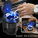 Car Ashtray with Lid Detachable Stainless Steel Ash Tray with LED Blue Light Portable Mini Vehicle Cup Holder Trash Can Smell Proof Ashtray Cup Universal Car Accessories (Blue)-4