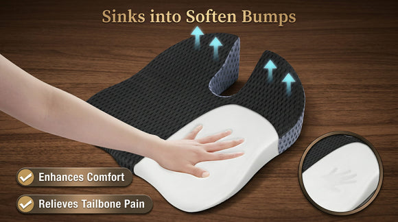 Car Wedge Seat Cushion Memory Foam Coccyx Orthopedic Seat Pillow for Office Chairs Wheelchair Kitchen Chairs Recliner Car Seats