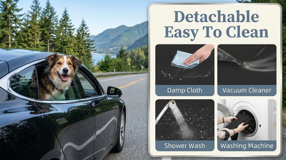Back Seat Extender for Dogs - Extra 40% Space Dog Car Seat Cover Hard Bottom Holds 400lbs Waterproof Dog Hammock & Car Seat Cover with Mesh Window Perfect Travel Bed for Cars SUVs