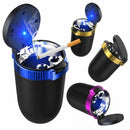 Car Ashtray with Lid Detachable Stainless Smokeless Auto Ashtray with LED Blue Light Portable Mini Trash Can for Cup Holder Universal Vehicle Interior Accessories (Blue)-1