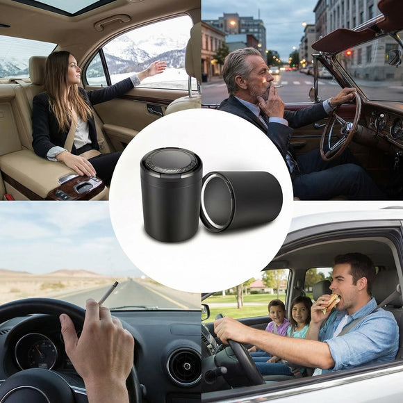 Car Ashtray with Lid and Light Smell Proof for Cup Holder Easy Clean Up Detachable Auto LED Ashtray