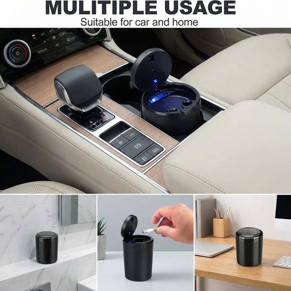 Car Ashtray with Lid and Light Smell Proof for Cup Holder Easy Clean Up Detachable Auto LED Ashtray