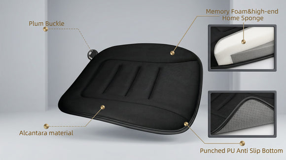 Car Seat Cushion Memory Foam Car Seat Cushion Anti Slip Rubber Bottom Car Seat Cushions for Driving Suitable for Car and Office Chairs (Black)