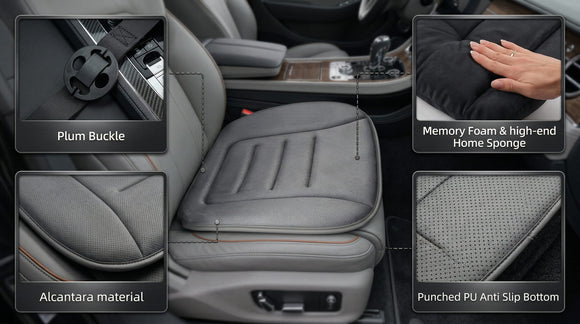 Car Seat Cushion Memory Foam Car Seat Cushion Anti Slip Rubber Bottom Car Seat Cushions for Driving Suitable for Car and Office Chairs (Grey)