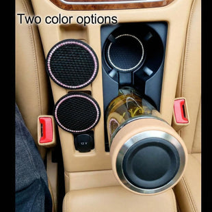 Bling Car Cup Coaster 2.75 Inch Anti Slip Shockproof Embedded Drink Mat Dustproof Automotive Interior Accessories Mat Universal for Vehicles Trucks RVs and More (Black 4 PCS)
