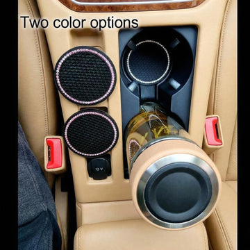 Bling Car Cup Coaster 2.75 Inch Anti Slip Shockproof Embedded Drink Mat Dustproof Automotive Interior Accessories Mat Universal for Vehicles Trucks RVs and More (Black 4 PCS)