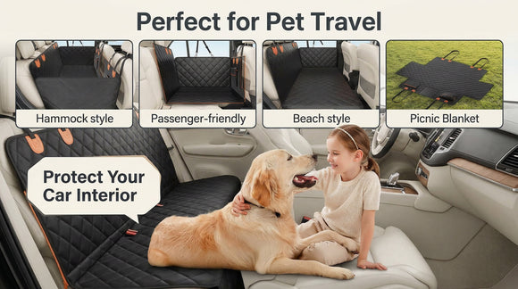 Hard Bottom Car Seat Cover for Dogs Waterproof Dog Seat Cover for Back Seat Extender Scratch-Proof and Anti-Slip Car Dog Hammock for Large Dogs SUV Black(Holds 500 Lbs)