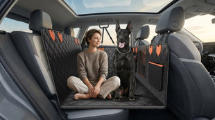 Hard Bottom Car Seat Cover for Dogs Waterproof Dog Seat Cover for Back Seat Extender Scratch-Proof and Anti-Slip Car Dog Hammock for Large Dogs SUV Black(Holds 500 Lbs)