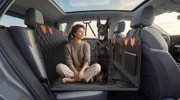 Hard Bottom Car Seat Cover for Dogs Waterproof Dog Seat Cover for Back Seat Extender Scratch-Proof and Anti-Slip Car Dog Hammock for Large Dogs SUV Black(Holds 500 Lbs)