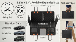 Hard Bottom Car Seat Cover for Dogs Waterproof Dog Seat Cover for Back Seat Extender Scratch-Proof and Anti-Slip Car Dog Hammock for Large Dogs SUV Black(Holds 500 Lbs)