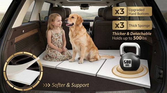 Back Seat Extender for Dogs Upgraded Anti-Scratch PU Leather Hard Bottom Dog Car Seat Cover for Back Seat Backseat Extender for Dogs Waterproof Dog Hammock for Car SUV Small Truck Black