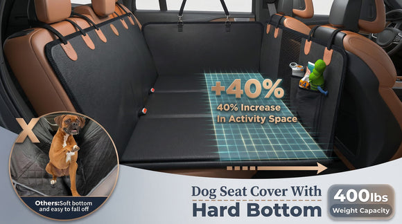 Back Seat Cover for Dogs Dog Car Seat Cover for Back Seat with Hard Bottom Waterproof Dog Hammock for Car with Mesh Window & Pocket Pet Rear Seat Cover Protector Holds 400lbs for Car SUV