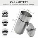 Car Ashtray with Lid Stainless Steel Durable Smokeless Smell Proof Ash Tray for Car Cup Detachable Portable Windproof Extinguished Butt Bucket Ash Tray for Vehicle Home Office (Silver Large)-6