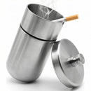 Car Ashtray with Lid Stainless Steel Durable Smokeless Smell Proof Ash Tray for Car Cup Detachable Portable Windproof Extinguished Butt Bucket Ash Tray for Vehicle Home Office (Silver Large)-1