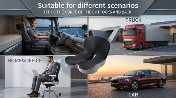 Seat Cushion Memory Foam Pads for Truck Driver Office Chair Cushion Home Chair Cushion Car Non Slip Pad Sitting Ergonomic Cushions for Office Workers Car Drivers (Dark Grey)
