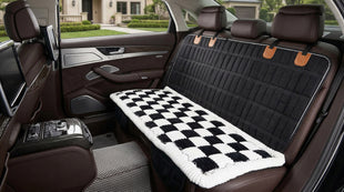 Backseat Pet Bed Mat Truck Plaid Dog Bed for Car Back Seat Deluxe Dog Seat Covers Non-Slip Travel Pet Mat Fit for Backseat Extenders and Trucks SUVs (Black&White 24.8x54 inch)