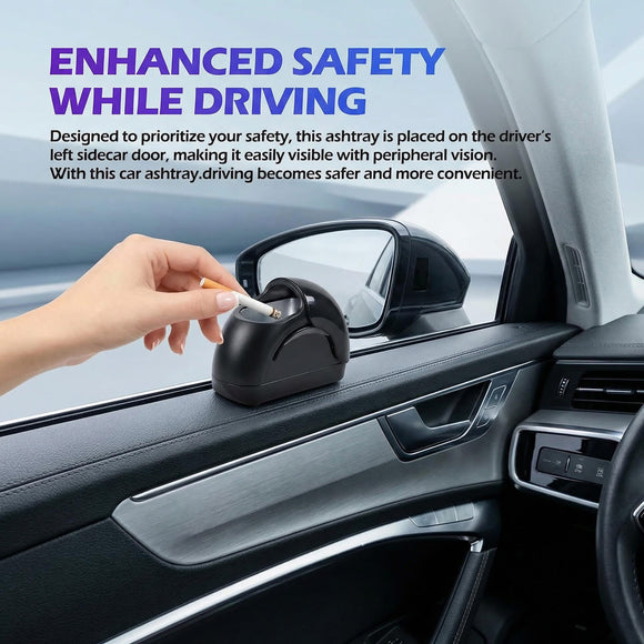 Car Ashtray Car Accessories Ashtray for Car Portable Ashtray LED Light Car Ashtray with Lid Mini Smell Proof Car Door Ashtray Self-Adhesive Car Ashtray Suitable for Most Cars Suvs and Trucks