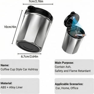 Car Ashtray Smokeless Ashtray with Lid Car Ashtrays for Cup Holder Smell Proof Fashionable Coffee Cup Design Detachable & Easy to Clean Great for Cars Office Home