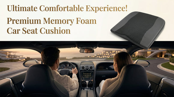 Car Seat Cushion Comfort Memory Foam Car Cushions for Driving - Sciatica & Lower Back Pain Relief Driver Seat Pillow for Auto Office Chair Wheelchair - 4D Mesh Black