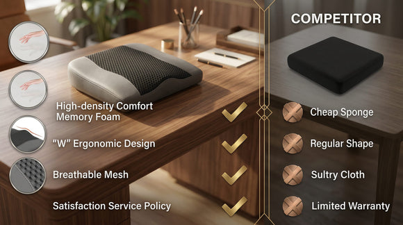 Car Seat Cushion Comfort Memory Foam Car Cushions for Driving - Sciatica & Lower Back Pain Relief Driver Seat Pillow for Auto Office Chair Wheelchair - 4D Mesh Black