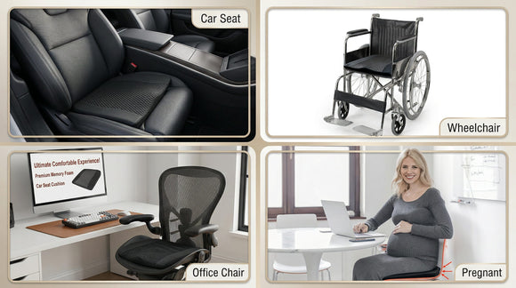 Car Seat Cushion Comfort Memory Foam Car Cushions for Driving - Sciatica & Lower Back Pain Relief Driver Seat Pillow for Auto Office Chair Wheelchair - 4D Mesh Black