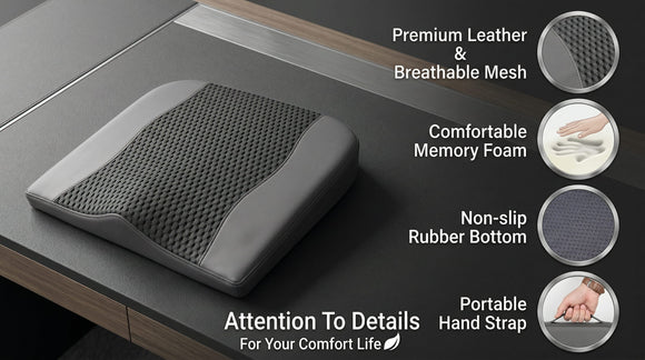 Car Seat Cushion Comfort Memory Foam Car Cushions for Driving - Sciatica & Lower Back Pain Relief Driver Seat Pillow for Auto Office Chair Wheelchair - 4D Mesh Black