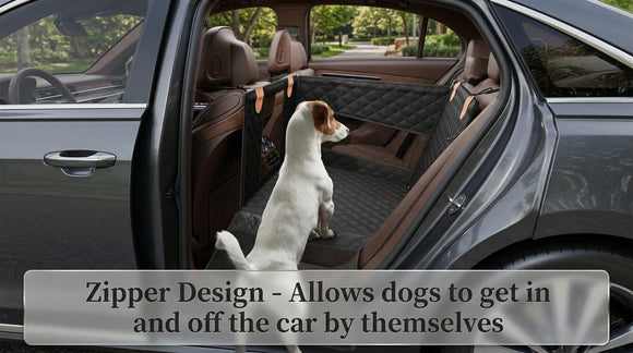 Large Dog Car Seat Back Seat Extender for Dogs with 3 Mesh Windows Waterproof Medium Carseat for Dogs with Hard Bottom Pet Seat Cover for Cars Trucks and SUVs (Black)