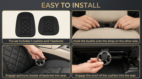 Car Seat Cushions Lumbar Support Pillows with Comfort Memory Foam Design Washable and Adjustable for Drivers and Office Use (Black)
