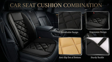 Car Seat Cushions Lumbar Support Pillows with Comfort Memory Foam Design Washable and Adjustable for Drivers and Office Use (Black) - 0