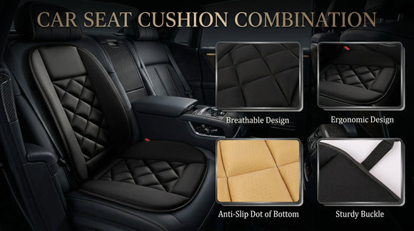 Car Seat Cushions Lumbar Support Pillows with Comfort Memory Foam Design Washable and Adjustable for Drivers and Office Use (Black)