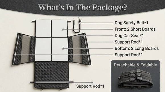 Dog Car Seat for Large Medium Dogs Dog Car Seat Cover for Back Seat Foldable Pet CarSeat with Safety Belt Waterproof Fabric & Breathable Mesh Back Seat Cover for Dogs Under 40lbs (Large Black)