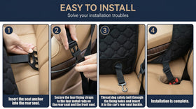 Dog Car Seat for Large Medium Dogs Dog Car Seat Cover for Back Seat Foldable Pet CarSeat with Safety Belt Waterproof Fabric & Breathable Mesh Back Seat Cover for Dogs Under 40lbs (Large Black) - 0